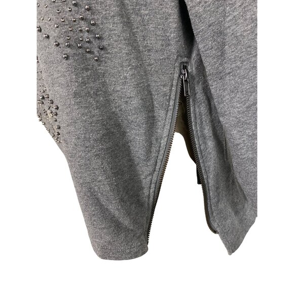 H&M Gray Studded Eagle Sweatshirt With Zipper Details Pullover Casual Sweater - Picture 4 of 7